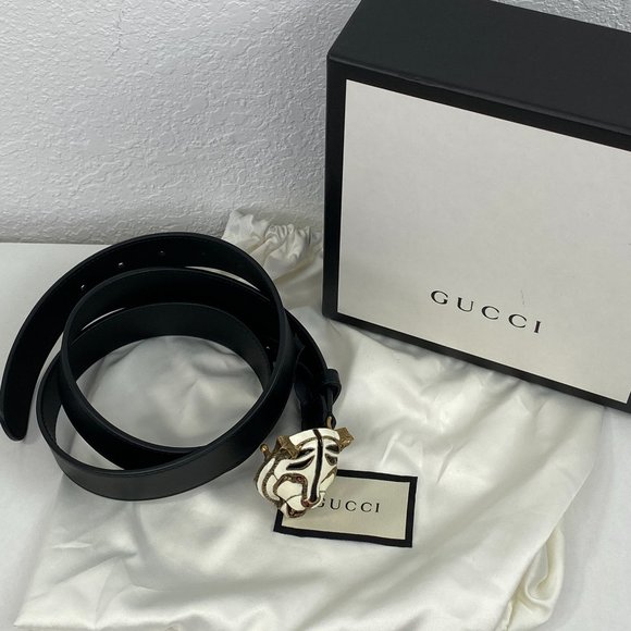 Rare Gucci Calfskin Tiger Head Buckle
